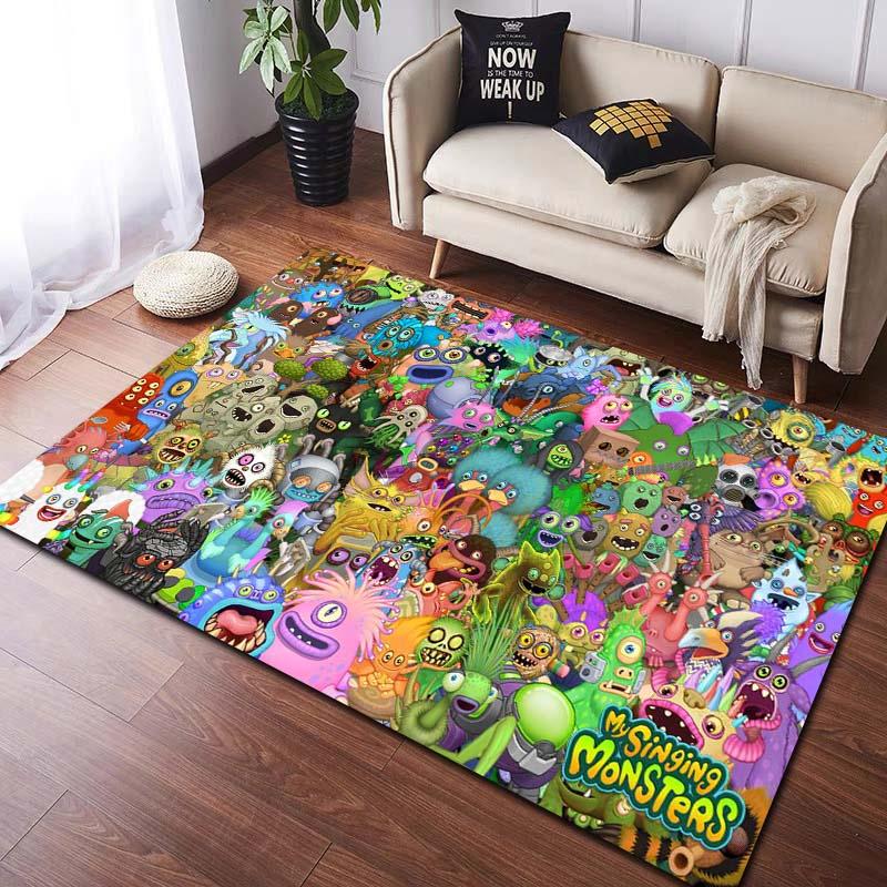 

3D My Singing Monsters Відеоігри Мультфільм Килимок, Килим для дому Вітальня Спальня Диван Придверний килимок Декор, дитячий нековзний килимок 100x120cm