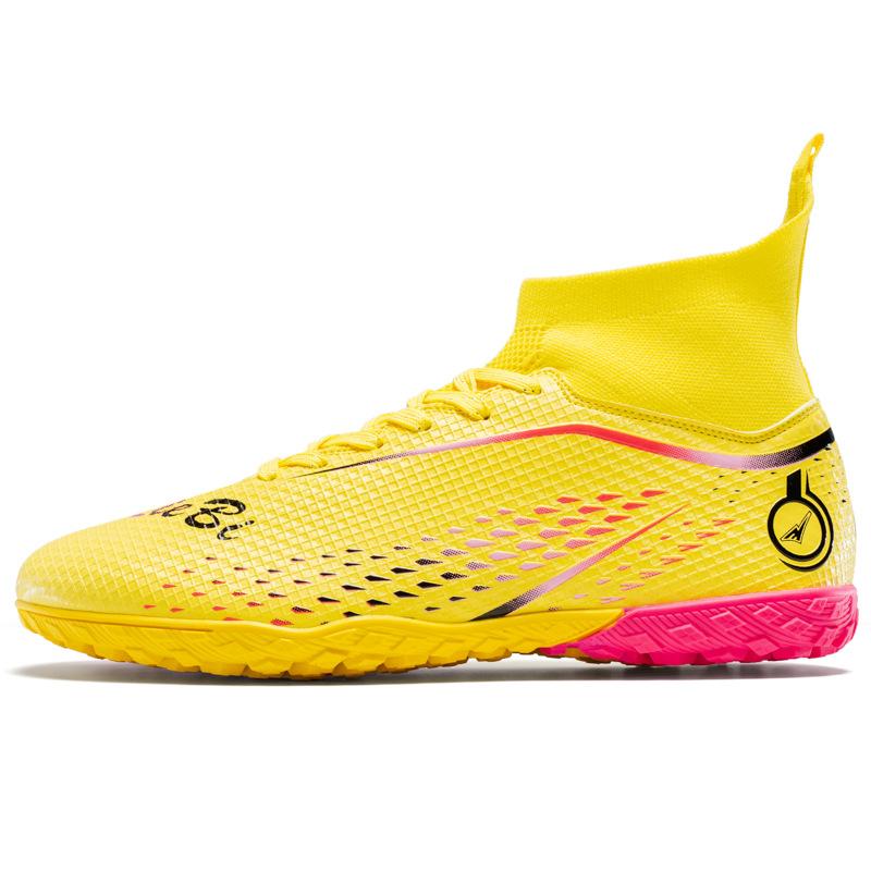 High-top Football Shoes Men's and Women's Broken Nails Artificial Turf Nails Student Leather Foot Training Football Shoes
