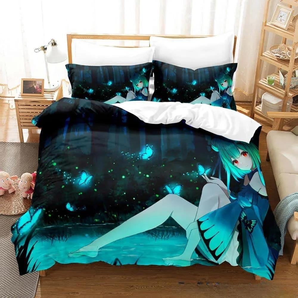 

3D Мультфильмы VTuber Hololive Uruha Rushia Комплект Постельного Белья Односпальный Полуторный Двуспальный Кинг-сайз Комплект для Кровати Взрослый Детский Спальня Комплекты Пододеяльников EU Single 135x200cm