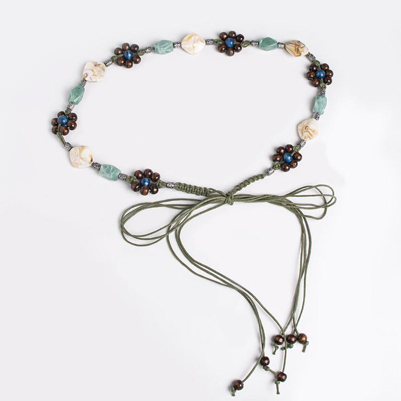 

Bohemian Cotton Linen Waist Rope Belt With Handcrafted Tying For Casual Vacation Style