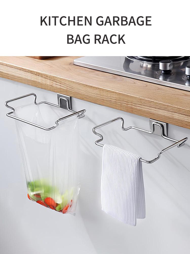 Stainless Steel Hanging Garbage Bags Storage Organizer Rack Stainless Steel Trash Bag Holder Kitchen Hanging Garbage Bag Rack