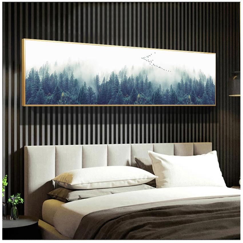 Painting Wall Picture for Living Room Nordic Decor Foggy Forest Landscape Wall Art Poster Canvas Art Print Forest