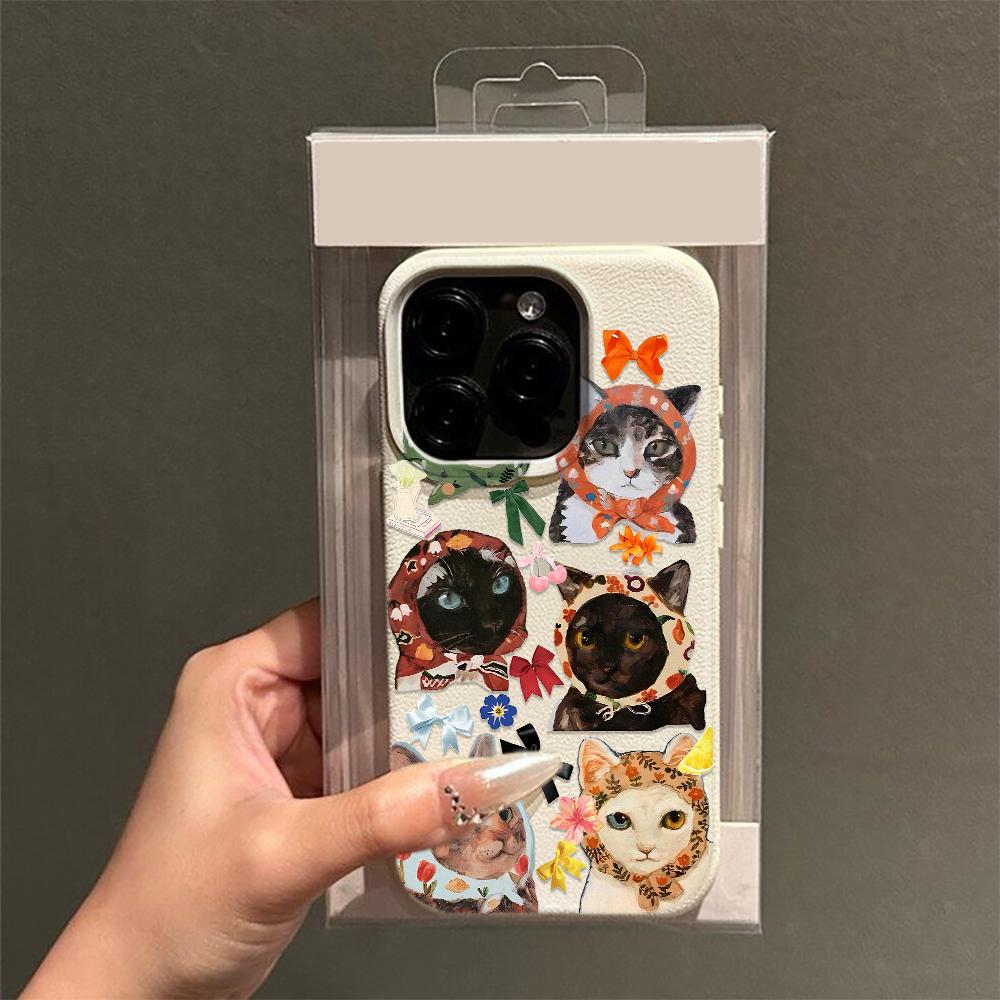 

Cute Cats with Headscarf Bow Pattern Design Protective Cover for iPhone 17 16 15 14 13 12 11 16E Series Pro Max Plus iphone 16 E