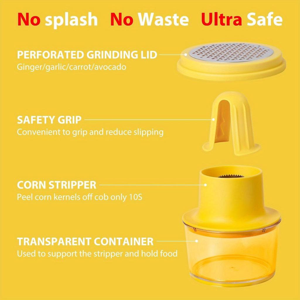 2 in 1 Multifunctional Corn and Ginger Grinder , Stainless Steel Manual Kernel Remover with Ergonomic Handle, Quickly Remove Kernels