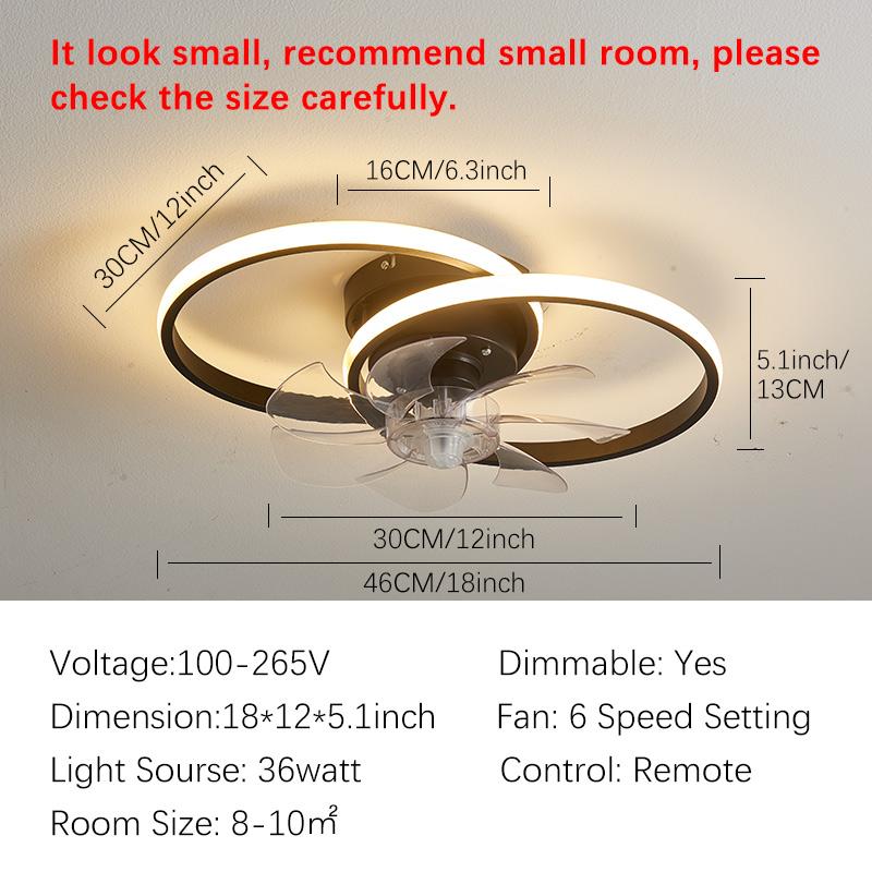 

Modern Ceiling Fan with Light, Low Profile Ceiling Fan with Remote for Bedroom Kitchen Room LED Dimmable, Small Fan Light 110-240V