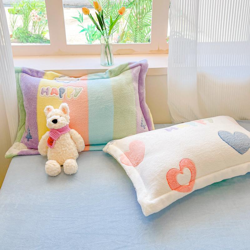 

Print Flowers Winter Pillowcase Soft Warm Flannel Milk Keep Warm Pillow Shams Plush Machine Wash Pillow Covers 2 pieces 48x74cm 2 pieces