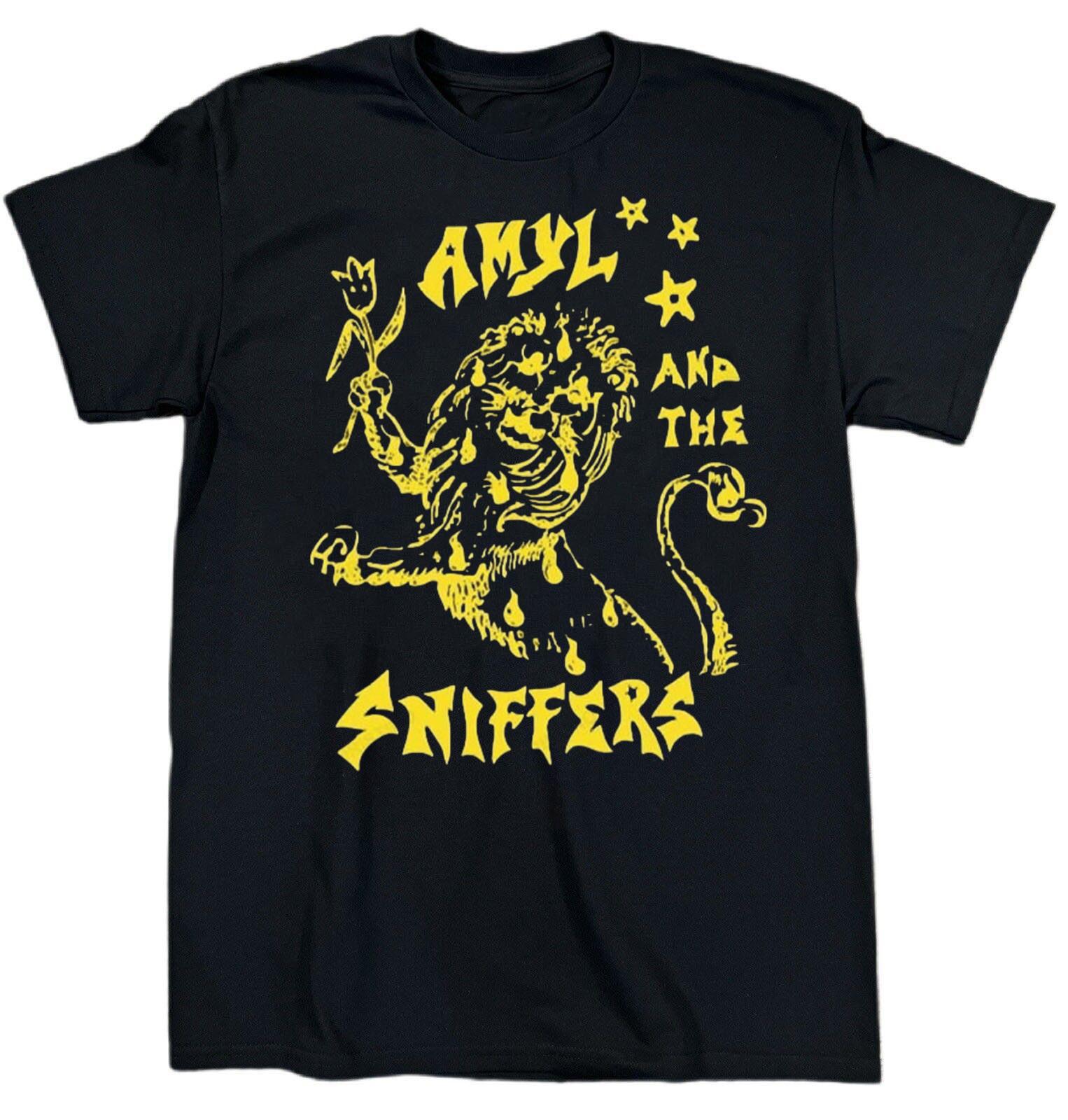 Vtg Amyl And The Sniffers Band Album Heavy Cotton Black T Shirt EN987 S