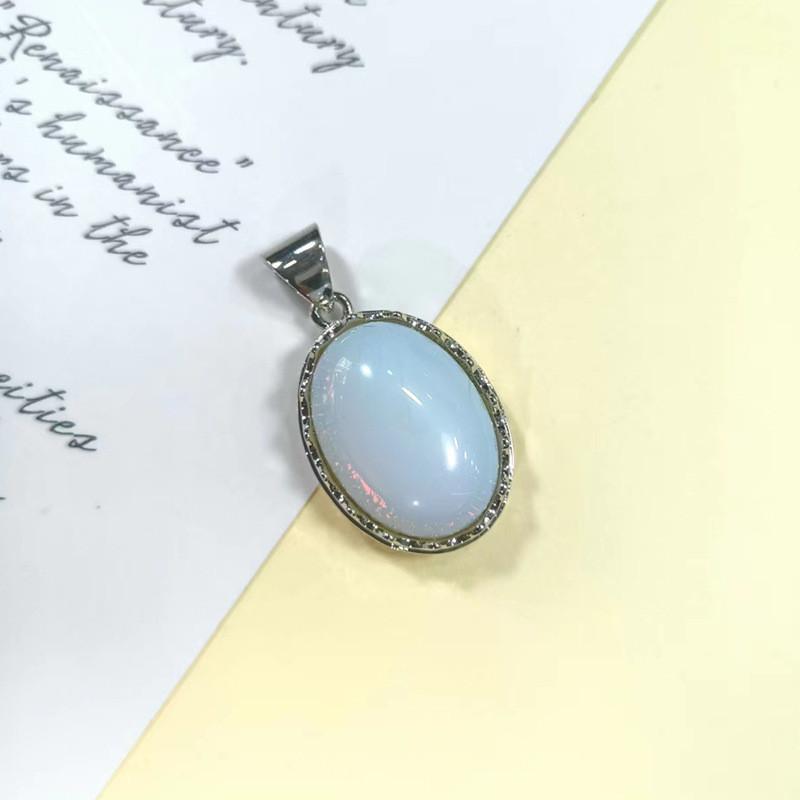 Geometric Shell Pendant With Synthetic Turquoise And Natural Purple Crystal For Fashion Jewelry