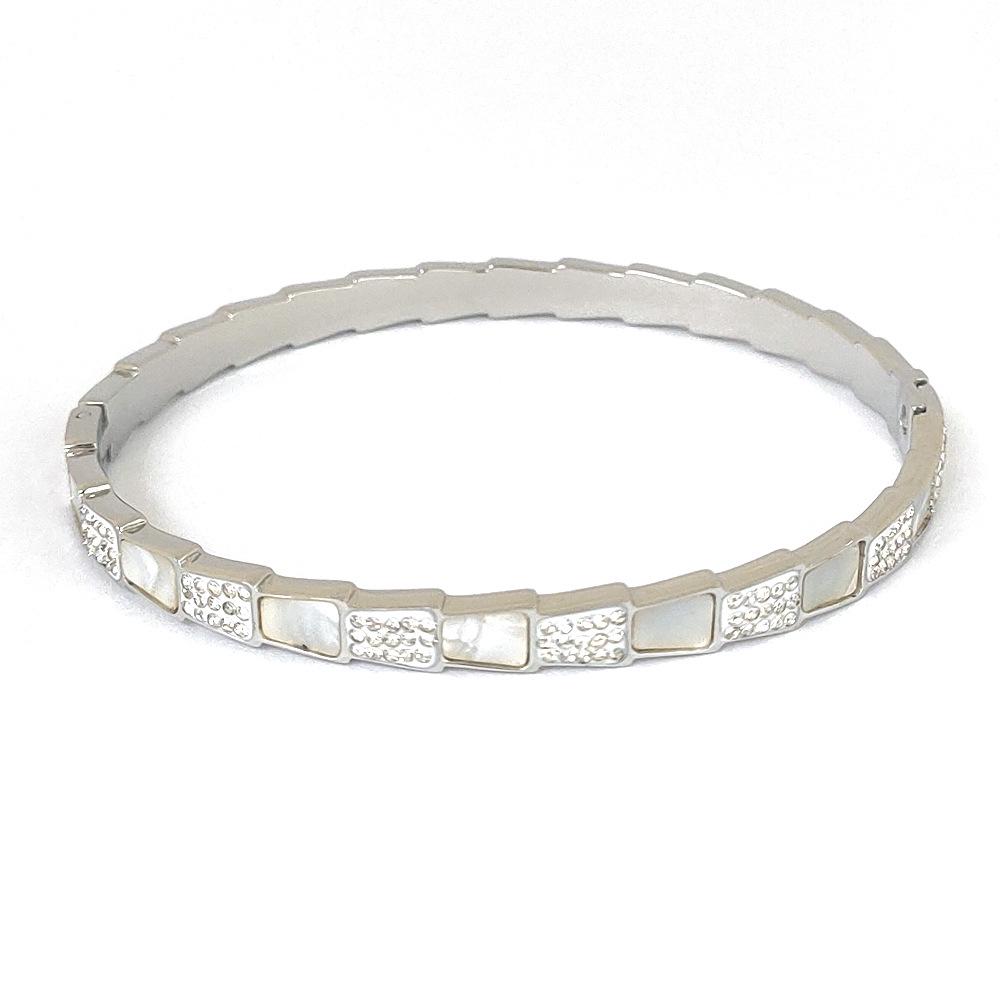 Snake Pattern Stainless Steel Bracelet with Spring Buckle: Available in Silver, Gold, Rose, and Black Colors