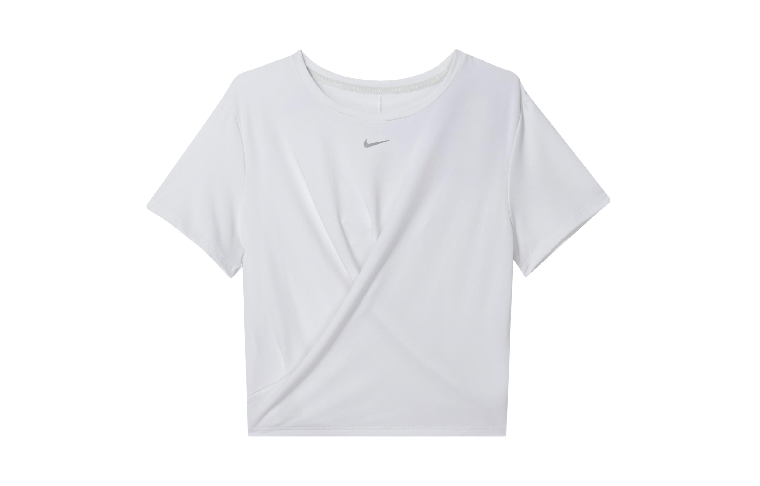 Nike Dri Fit Crop Tops Women s White Crew Neck Moderate DD4921-100 L