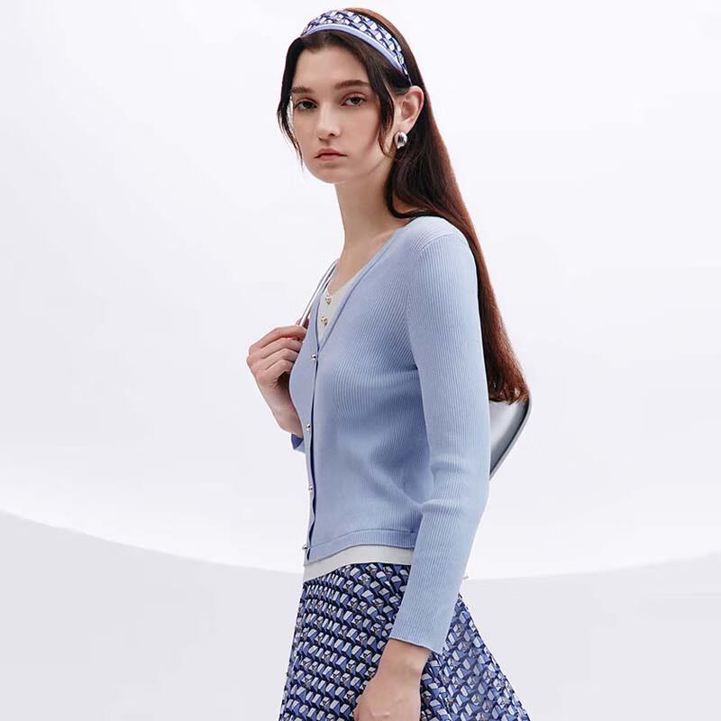 JESSIE Women's Faux Two-Piece V-Neck Knit Top