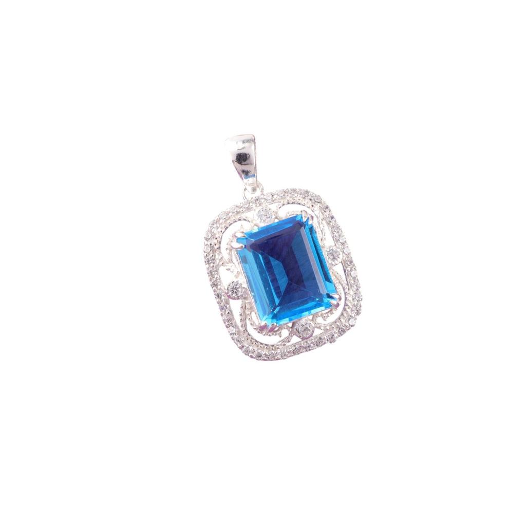 Swiss Blue Topaz Gemstone 925 Sterling Silver Jewelry Zircon Pendant For Women CZP-11-3