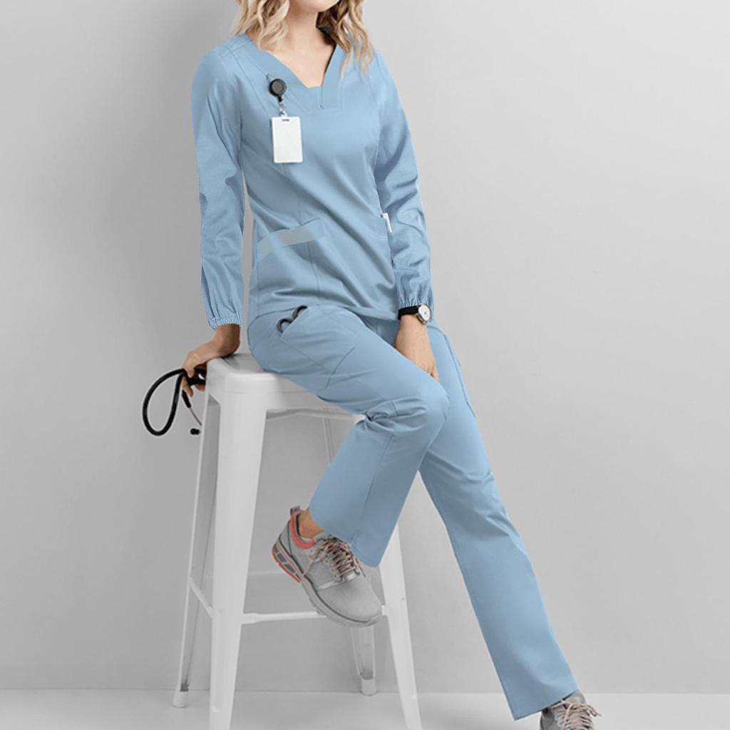Autumn Winter Long Sleeve Scrub Suit Set Surgical & Isolation Gown Workwear