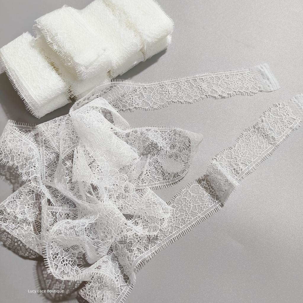 4CM Border Lace  Price 30 Meters=10 Pieces Eyelash Lace Trim Chantilly French Lace Off White, Black in Stock Free Ship