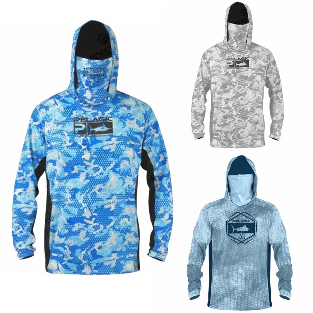 PELAGIC Fishing Suit Luya Sunscreen Suit Outdoor Long Sleeve Mask Hoodie Quick Drying Breathable Shirt Jacket Men