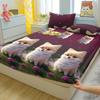 1 Cartoon Fun Animal Printed Matte Fitted Sheet, Bedroom Printed Bed Cover, Bedding (Excluding Pillowcases)