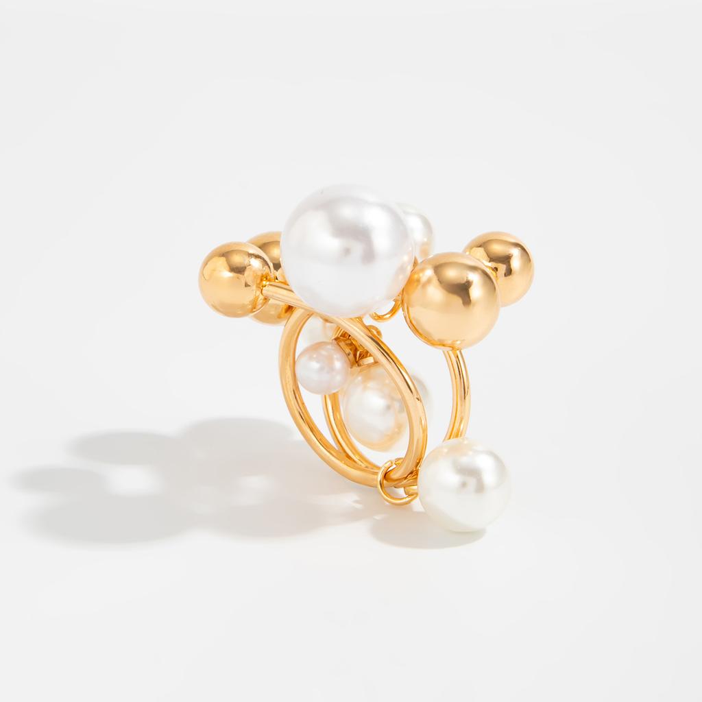Design Sense Creative Imitation Pearl Pendant Ring, High Sense Ccb Bead Open Index Finger Ring