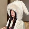 Cute Big Rabbit Ears Hat Warm Bucket Hat New Plush Ear Protection Hat  Women