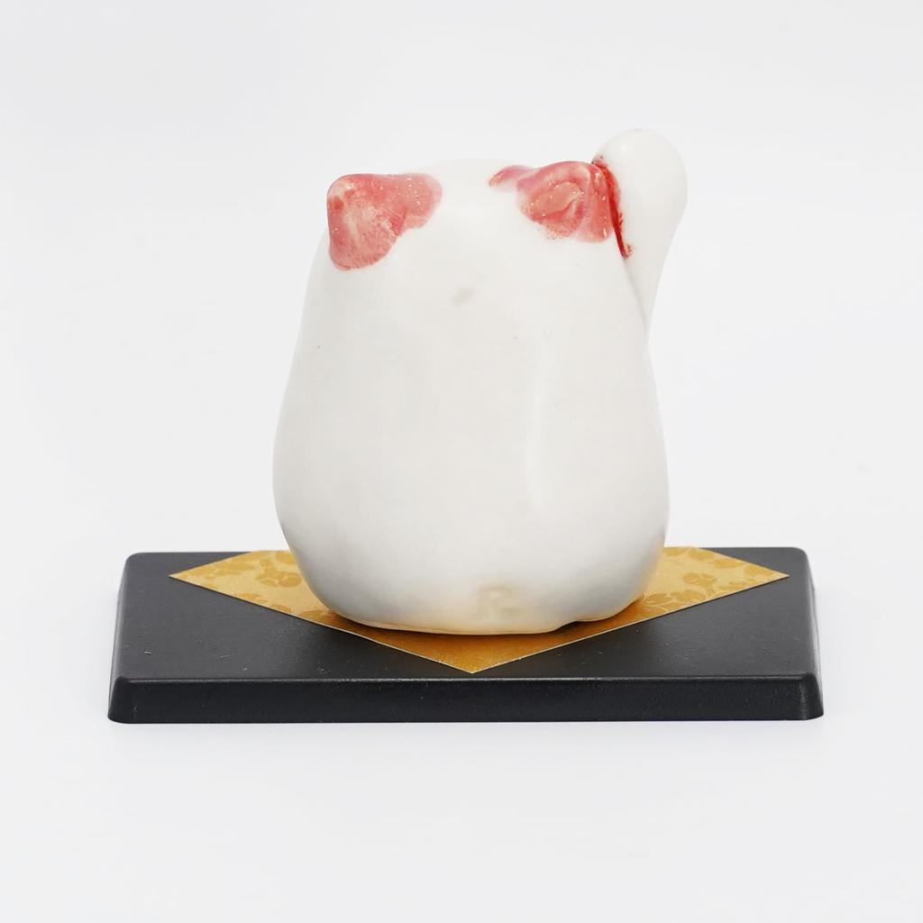 Fukubeya Seto Ware Cat with Raised Right Small Figurine for Good Fortune and Perfect for Home Decor or Gifts Hand-Painted Maneki-neko Paw, Wealth,