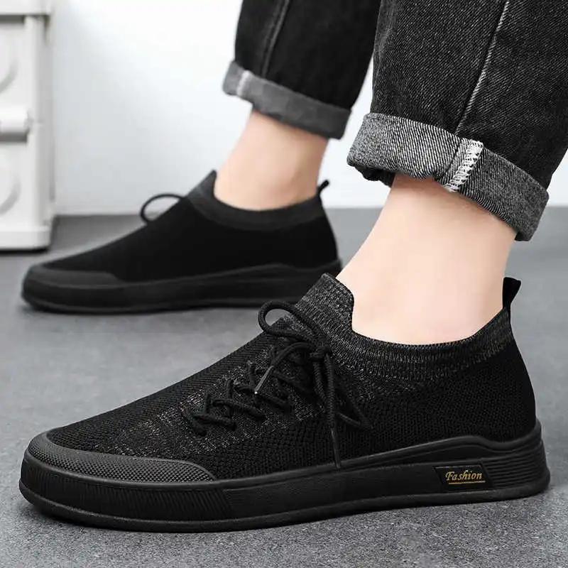 Platformed Height Up Men Black Sneakers Woven Running Shoes Brand Loafers Sports Authentic Exercise Tenisse Character Bity