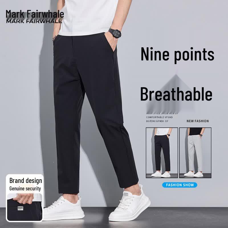 MARK FAIRWHALE Men s Summer Slim-Fit Cropped Casual Pants 34 чёрный