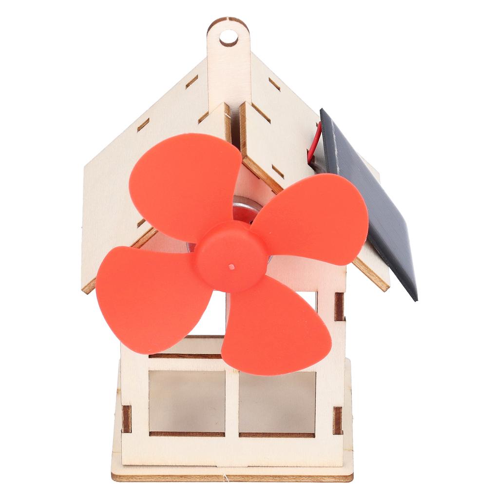 Solar Powered Windmill Wooden House DIY Kids Children Science Educational Experiment Toy