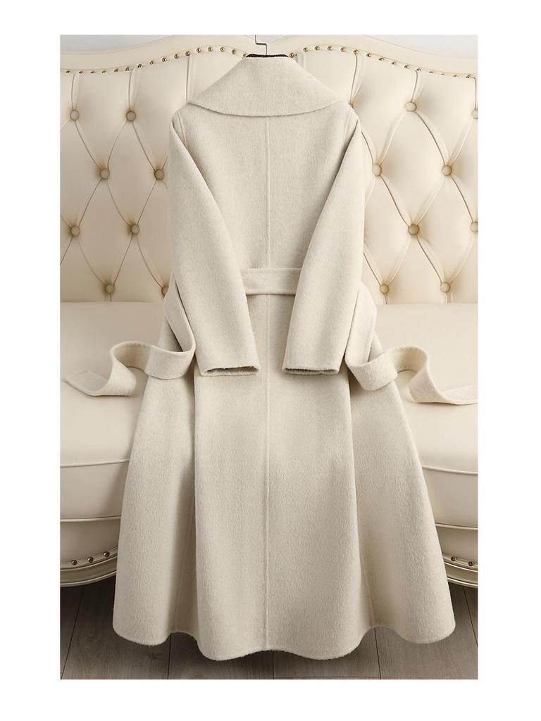 Palton de Cașmir Dublu-Față în Culori Bomboană pentru Femei 2024 - Lungime Medie, Îngroșat pentru Toamnă/Iarnă