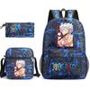 One Piece Luffy Anime Print Student Backpack Set Shoulder Bag Pencil Case Boys Girls School Bags