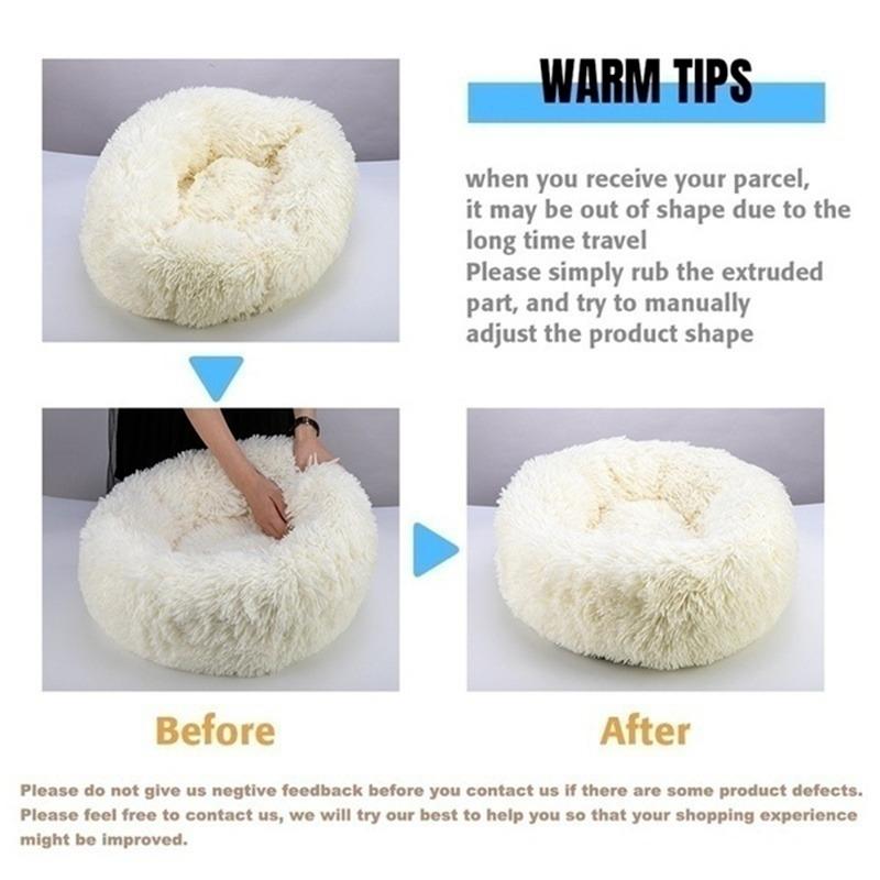 Super Soft Long Plush Pet Furniture Dogs House Cat's Beds Plush Pet Bed Round Mat for Small Medium Pet Accessories