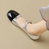 Fashion Mixed Color Black/Silver Ballerinas Flats Woman Chain Belt Mary Janes Ladies Lolita Ballets Single Shoes Bride Wedding Mocasines