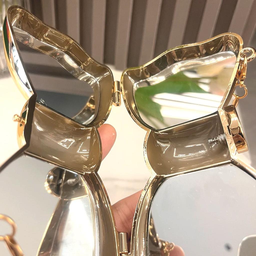 Golden Evening Bag  Purses and Handbag Luxury Designer Shoulder Bags Funny Shape Party Wedding Round Acrylic Shiny Clutch Purse