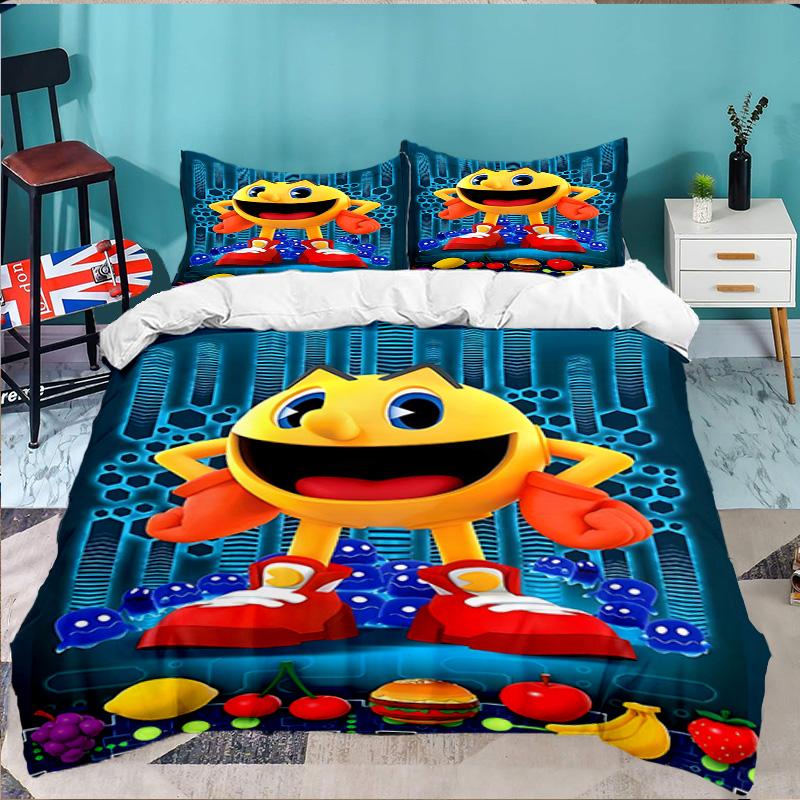 3PCS Game PAC Bedding Set,Including 1pc Duvet Cover And 2pcs Pillowcases Perfect for Bedroom, Dormitory, Large size Fan Christmas gift