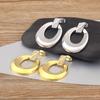 Nidin New Arrival Trendy Round Shape Hollow Design Charm Earrings For Women Inlaid Shiny Crystal Zircon Ear Jewelry Accessories