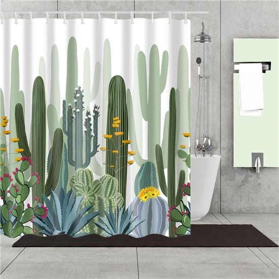 Tropical Cactus Plant Pineapple Shower Curtains Bathroom Curtain Cortina Ducha Frabic Waterproof Polyester Bath Curtain