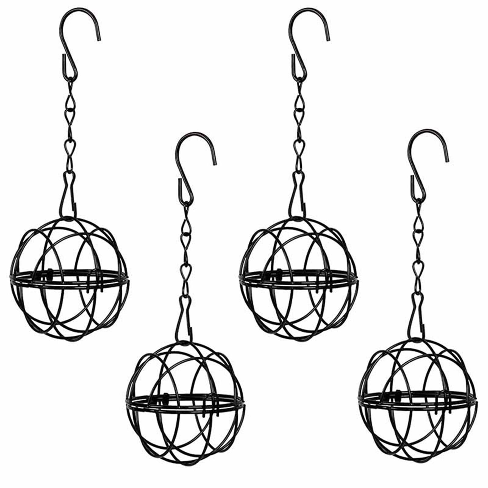 

Round Shape Metal Bird Feeders Hanging Bird Food Holders for Attracting Woodpecker Robi чёрный