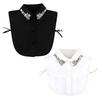 Yousheng Women Rhinestone Fake Collar Detachable Chiffon Dickey False Collar with Adjustable Straps Half-Length Fake Shirts Collar for Festive Party