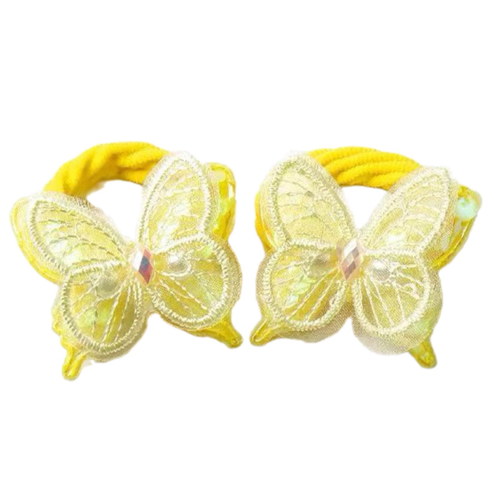 

Sparkling Butterfly Hair Bands For Girls Stretchy Elastic Kids Hair Ties Non Slip Glitter Accessories For Toddlers жёлтый