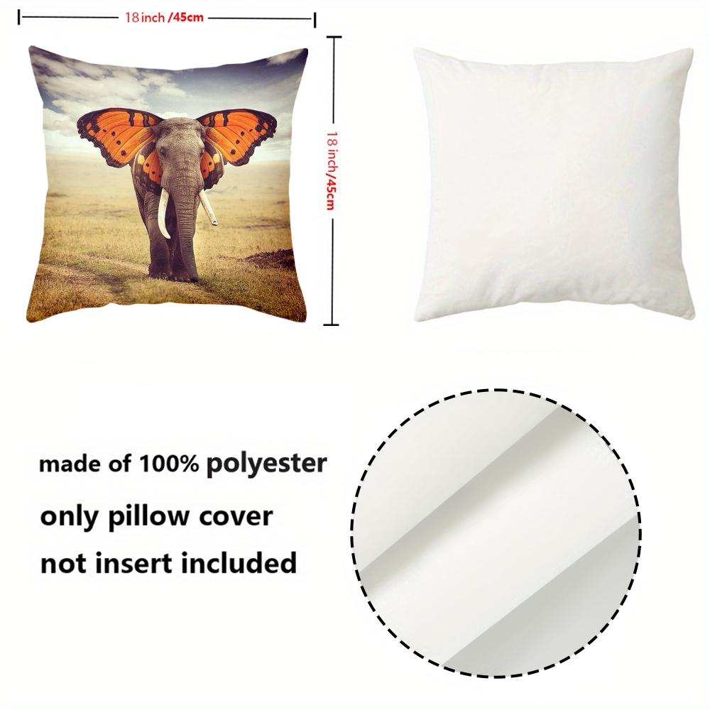 1 Pieces Elephant Butterfly Safari Throw Pillow Cover Polyester Sofa Decorative Cushion Cov Headboard Pillow Without Pillow Core