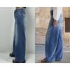 2026 New Vintage Wide-Leg Jeans for Women, Embroidered Stretch Straight Pants, Casual Long Trousers