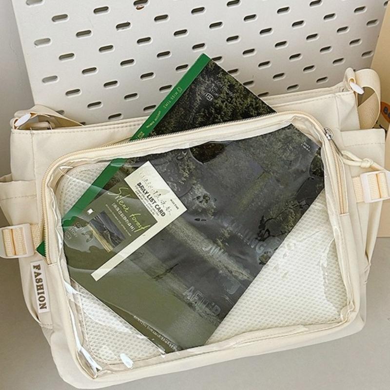 Women's High-capacity Mailman Bag Versatile Simple Transparent Shoulder Bag Messenger Bag Student Class Crossbody Bag Daily Commuting Bag Tote Bag