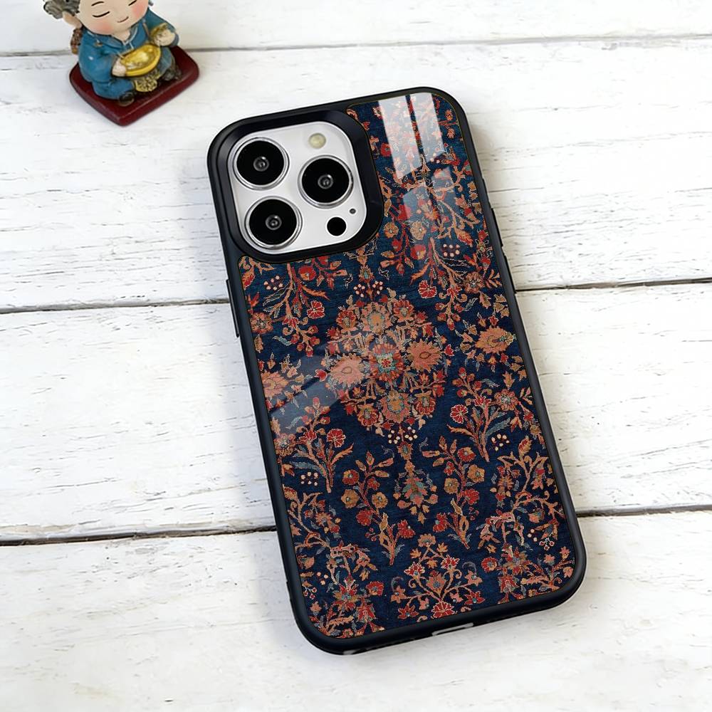 Persian Carpet Floral Pattern Phone Case For iPhone17,16,15,14,13,12,11 Plus,Pro Magnetic For Magsafe Wireless Charging