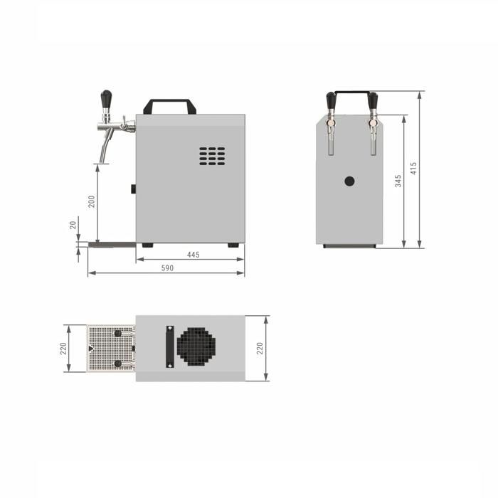 Tireuse à bière - ICH-ZAPFE.DE - STREAM 50 - BLACK EDITION - 55 L/h - 2 lignes - Refroidissement à sec