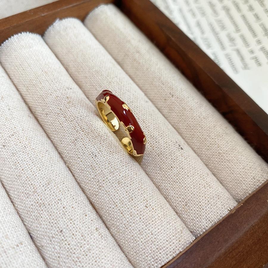 Vintage Maillard Tiger's Eye Irregular Geometric Ring Index Finger Ring Personality Jewelry Women