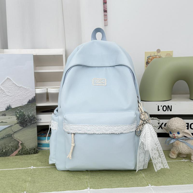 Schoolbag Japanese Girl Cute Schoolbag Ins Style Korean Female Niche Design Campus Simple Sweet Solid Color Backpack
