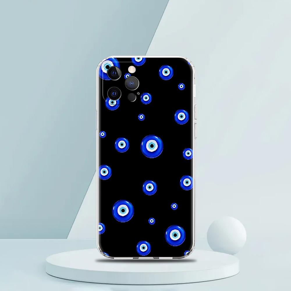 For iPhone 15 16 14 13 12 Mini 11 Pro Max XS X XR SE 7 8 Plus Silicone Clear Cover Blue Eye Art Luxury Phone Case