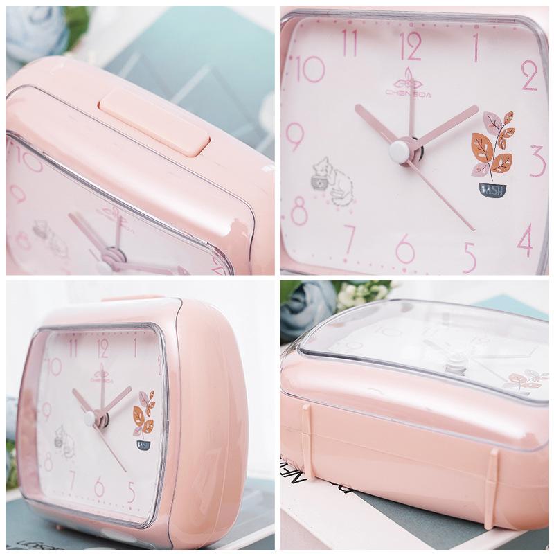 Cute Children's Small Alarm Clock Student Bedside Night Light Clock Simple Clock Multicolor Desktop Clock