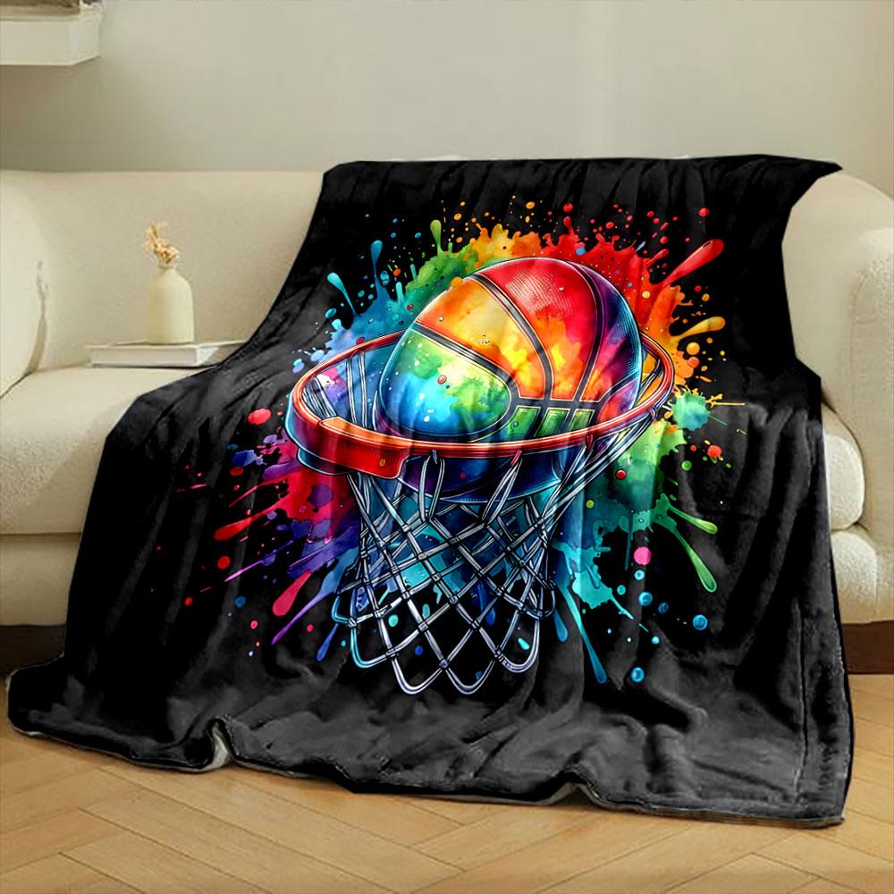 Colorful Basketball Splash Art Design Print Blanket Soft and Cozy Perfect for the Living Room Bed Sofa or a Nap,gift