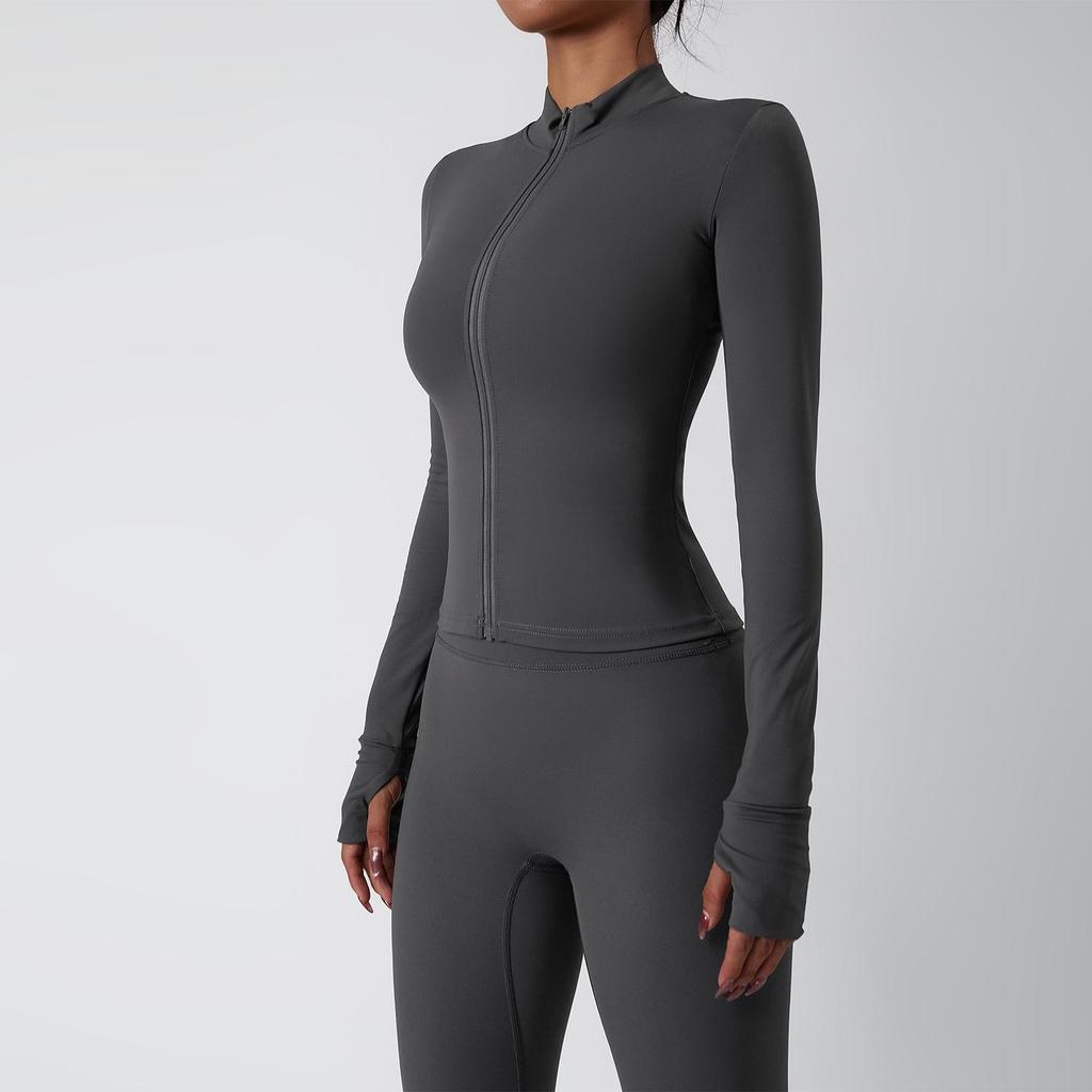 Women's Zipper Long Sleeve Yoga and Fitness Set - Autumn/Winter Slim Fit Sportswear