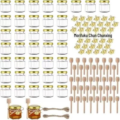 Sechseckige Glasflaschen für Honig, Marmelade und Chilisauce - 45 Versiegelte Mini-Flaschen