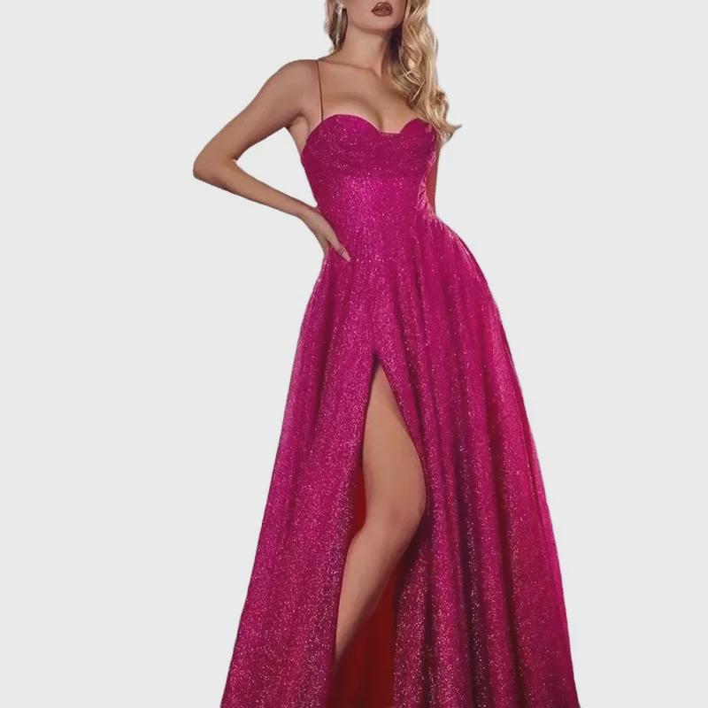 2025 Glamourózní dámské zlatem posypané bez rukávů trubkové topové swingové šaty